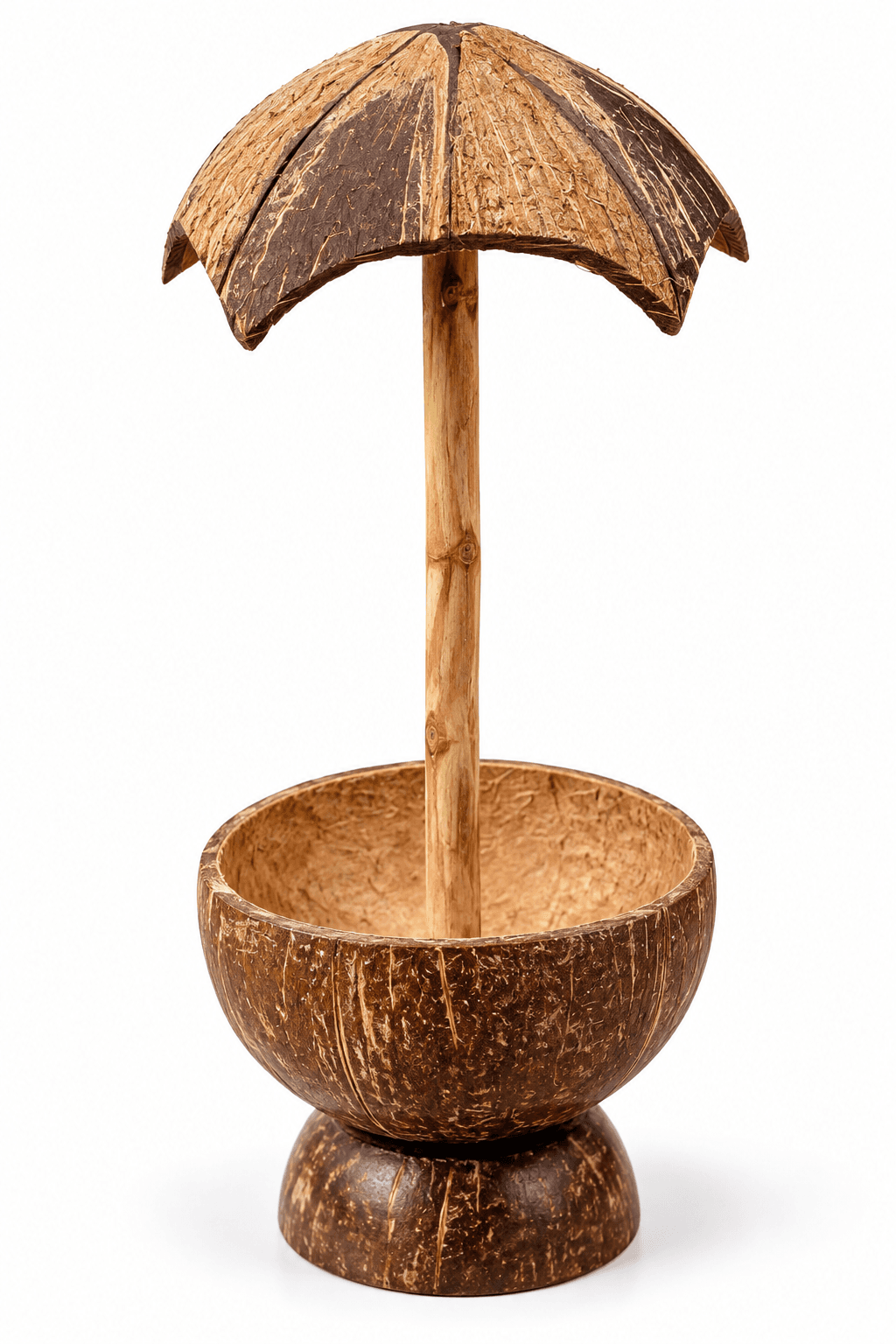 Coconut Shell Canopy Umbrella Trinket Dish & Feeder